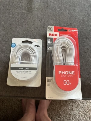 New ~ RCA 50 ft Phone Line Cord / Telephone Cable White : Onn 25ft Line - Image 1 of 4