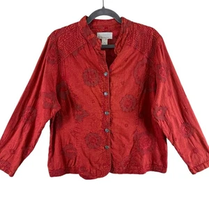 CJ Banks rot orange Blumen bestickt Langarm leichte Jacke Größe 14W - Bild 1 von 8