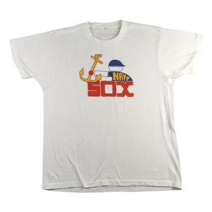 Vintage Chicago White Sox Hemd Herren Large Medium weiß 80s selten US Navy Grafik - Bild 1 von 11