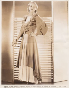 1937 Press Photo Actress Marian Marsh Models Wool Redingote Dinner Dress - Picture 1 of 2