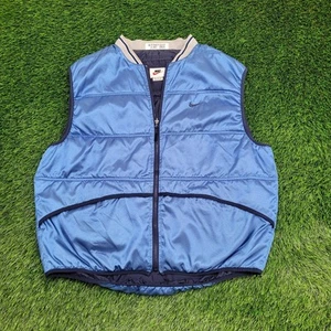Vintage 90s NIKE Puffer Vest Jacket 2XL 27x29 Blue - Picture 1 of 14