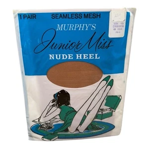 Vintage Murphy’s Junior Miss Seamless Mesh Nylon Stockings Cinnamon 10 Nude Heel - Picture 1 of 2