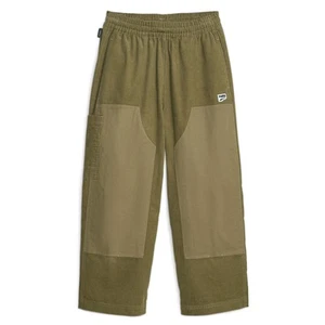PUMA Downtown Corduroy Drawstring Pants Womens Brown Casual Athletic Bottoms 621 - Picture 1 of 2