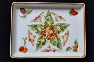 Hermes Pythagoras Square Plate Wild Strawberries Dish Ashtray 4.7 x 6.3 in - Picture 1 of 23