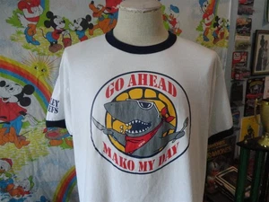 Vintage 90’s Go Ahead Mako My Day Shark Volleyball Ringer T-Shirt XL - Bild 1 von 7