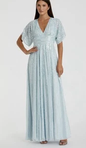 NWT Mac Duggal 10807 Sz 16 Powder Blue Embellished V Neck Evening Gown $598 - Picture 1 of 4