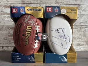 Chad Johnson "Ochocinco" & Chris Collinsworth Autographed Football Lot No COA - Picture 1 of 3