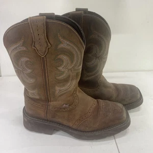 Justin Gypsy Women's Cowboy Boots SZ 8 1/2B Western Boots L9984 Embossed Brown - Picture 1 of 9