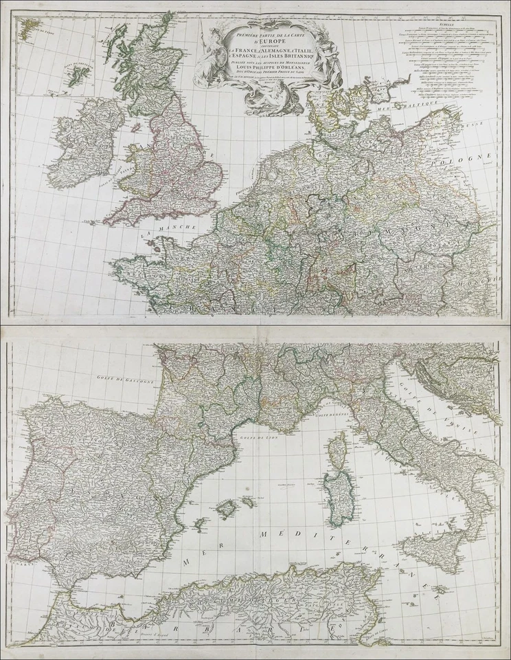 Western Europe Italy Spain British Isles Germany Map Anville 1754 - Image 1 of 1