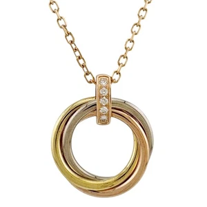 CARTIER Necklace K18 Pink Gold K18 yellow gold diamond Trinity used - Picture 1 of 8