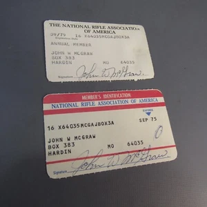 Vintage National Rifle Association Membership Card Lot of 2 NRA 1975 1979 - Picture 1 of 4