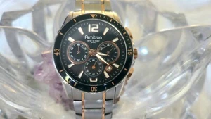 ARMITRON Men’s Watch 20/4786RG Stainless Steel Silver & Rose Gold Date  - Picture 1 of 10