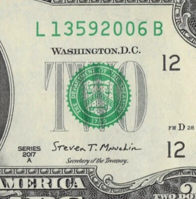 2006 Year Note Birth/Anniv/Grad/TombTwo Dollar Bill 2017A L13592006B CU San Fran - Image 1 of 4