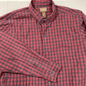 CE Schmidt Camicia Uomo XLT Rossa Plaid Bottoni Relax Lavoro Casual Western Farm - Foto 1 di 4