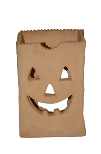 Vintage Ceramic Luminary Jack-O-Lantern Bag Candle Holder Halloween 5.75" t - Picture 1 of 9