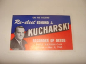 1960 Tarjeta de palma grabadora republicana de hechos del condado de Cook Chicago Kucharski - Imagen 1 de 2
