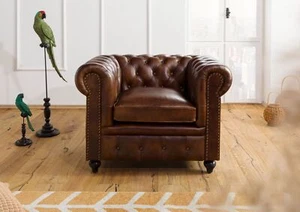 Sessel Echtleder 105x82x75 braun CHESTERFIELD #102 - Bild 1 von 9