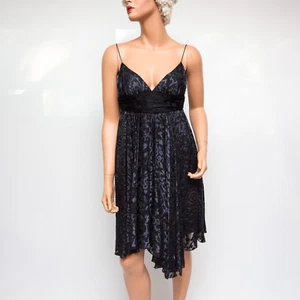 Milly Dark Blue Silk Blend Floral Cocktail Dress USA 0 - Picture 1 of 7