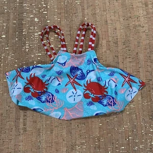 Cat & Jack Flouncy Blue Bikini Top Sea Animal Graphic UPF 50+ Girls SM 6/6X - Picture 1 of 7