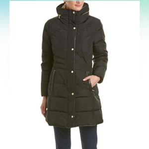Cole Haan Women's Mid Length Down Coat with Bib Front Size Small NWT - Picture 1 of 14