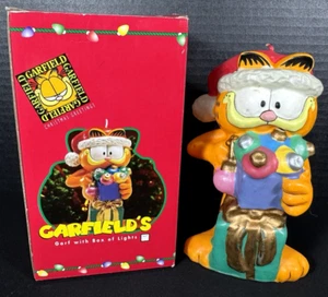 Garfield with Box of Lights 7" Weihnachtskerze 1996 UNBENUTZT mit Originalkarton - Bild 1 von 7