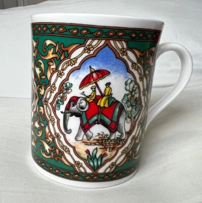 Caneca Elefante Royal Worcester Jaipur Esmaltes 3 5/8" - Inglaterra - - Imagem 1 de 4