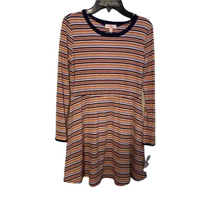GB girls XL striped cotton knee length dress Retro Look - Picture 1 of 6