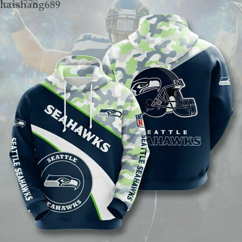 Seattle Seahawks Men's Hoodies Jacket Football Sweatshirts Hooded Pullover Coat Cover