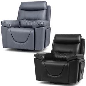 Black/Gray 360° Large Electric Massage Heat Recliner Chair Sofa 450lbs w/ Remote - Picture 1 of 25