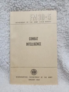 Combat Intelligence Army Book FM 30-5 January 1960 ORIGINAL Fold Out Pages - Picture 1 of 2