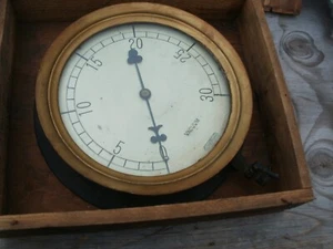 VINTAGE LONERGAN BRASS VACUUM GAUGE 12 IN. ACROSS - Picture 1 of 11