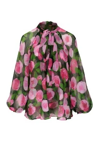 NWT -  $1,200.00   CAROLINA HERRERA FLORAL SILK ORGANZA BLOUSE   SIZE  10 - Picture 1 of 3