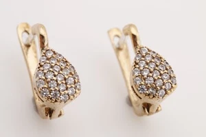 Turkish Handmade PearJewelry Round Shape White Topaz 925 Sterling Silver Earring - Picture 1 of 10