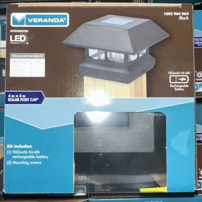 1 PACK - 4 in. x 4 in. Black Solar-Powered Post Cap Light for Deck or Fence  - Image 1 of 4