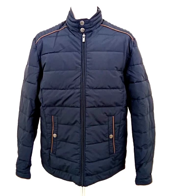Armand Thiery Men's Quilted Jacket Navy Zip Up Pockets Elbow Patches New F1 - Image 1 of 4