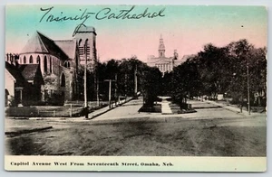Omaha Nebraska ~ Trinity Cathedral ~ Capitol Avenue West @ 17th Street ~ um 1910 PC - Bild 1 von 3