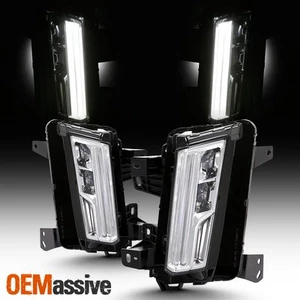 Fits 2017 18 2019 Cadillac XT5 Chrome Full LED DRL Tube Fog Lights Complete Set - Picture 1 of 11