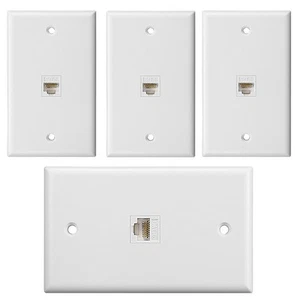 4-Pack 1-Port Ethernet Wall Plate, Jack Wall Plate with RJ45 Female to7232 - Afbeelding 1 van 6