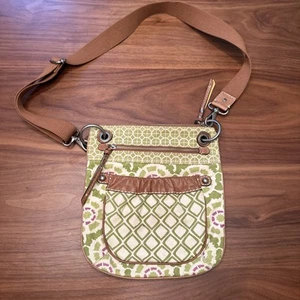 Vtg Fossil Original Blend Crossbody Shoulder Canvas Bag Boho Hippie Leather - Picture 1 of 11