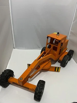 Tractor niveladora de carretera Orange Tonka State Hi-Way Dept 975 de colección de los años 50 acero prensado Foto 1 de 4