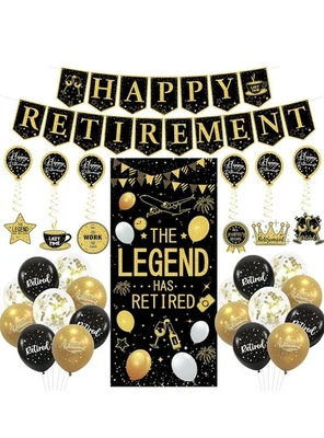 Black & Gold Retirement Decorations - Image 1 of 4