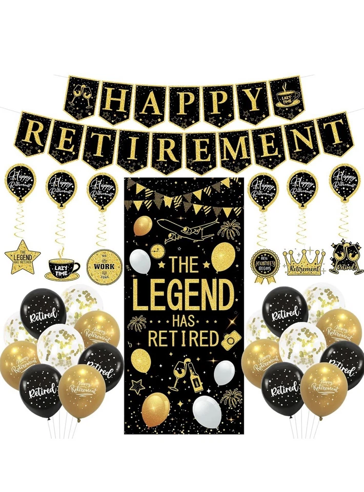 Black & Gold Retirement Decorations - Image 1 of 4