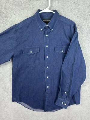 Croft & Barrow Shirt Mens Medium Blue Denim Button Down Long Sleeve Western Mens - Image 1 of 4