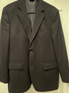 Pavone Hombre Talla Blazer 42R Negro 100% Cachemira Muesca 2 Botones Hecho en Canadá - Imagen 1 de 10