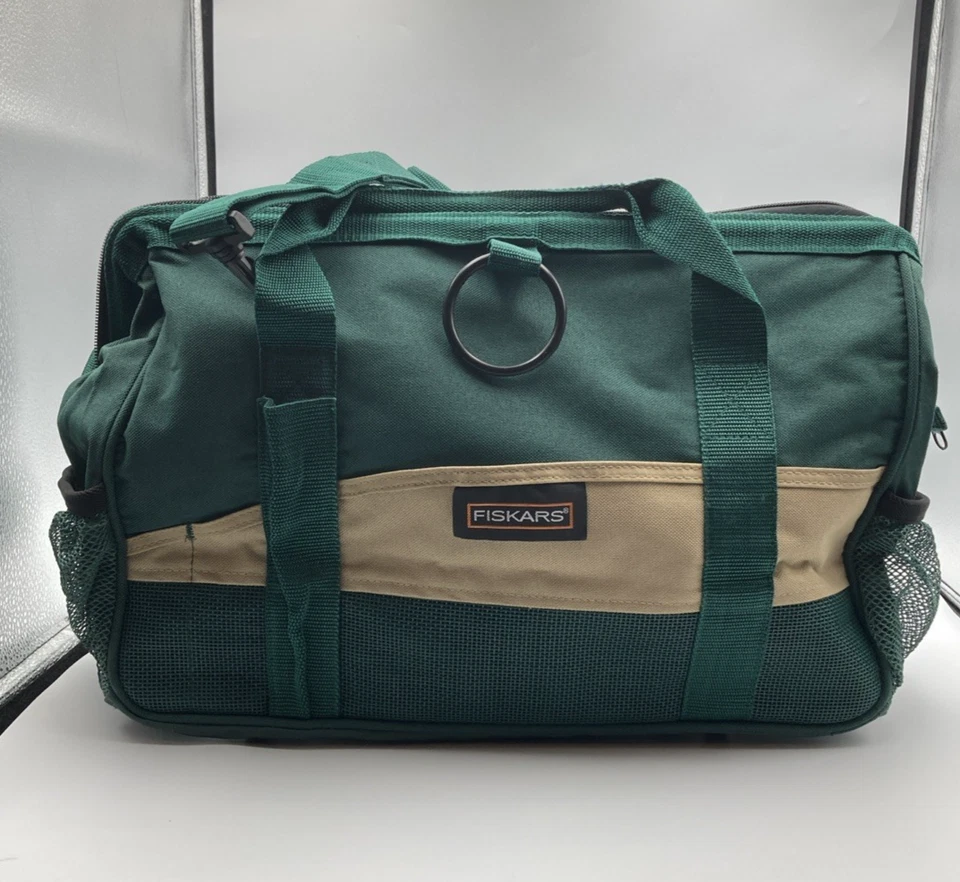 Fiskars GateMouth Wide Opening Zip Tool/Garden Bag #9427 Green 15 Pockets New - Image 1 of 4