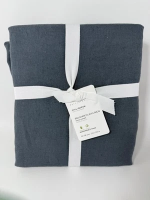 Funda nórdica Pottery Barn lino belga completa/queen acero azul nueva con etiquetas Foto 1 de 4