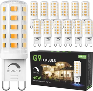 12 Pack Dimmable G9 LED Bulb 4W Equivalent 40 Watt, 3000K Soft Warm White, T4 G9 - Picture 1 of 11