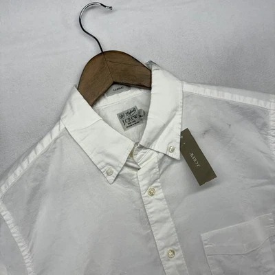 J Crew Oxford Shirt Mens Small White Classic New York Broken In Thick Preppy NEW - Image 1 of 4