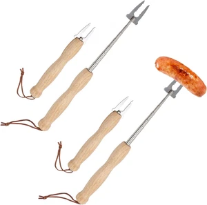 2 Stück 81cm Stockbrot Spieße Einziehbar Marshmallow Gabel - Bild 1 von 7