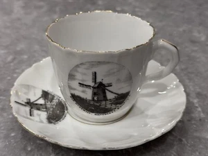 Antique Nantucket Windmill Souvenir Cup & Saucer c. 1910 Germany For CW Hooper - Picture 1 of 12